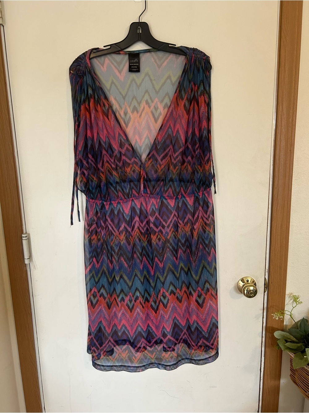 Catalina Mambo Print Swimsuit Cover Up Dress Women's Plus Size 2X Summer Sheer